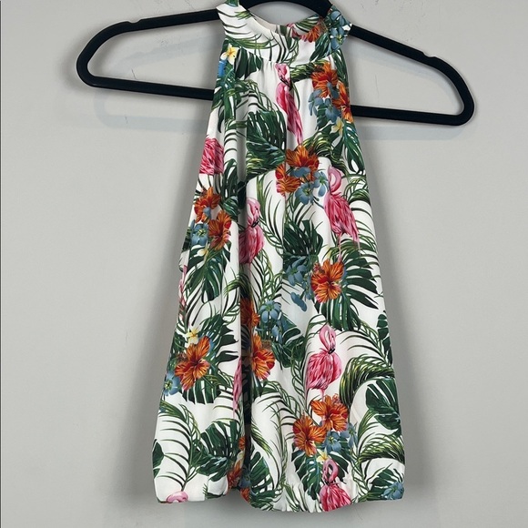 Rachel Zoe Tops - Rachel Zoe Tropical Print Flamingos Halter Tank Shirt Size Small